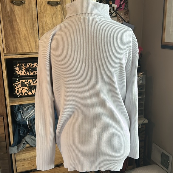 Ralph Lauren Silver White Ribbed Turtleneck Sweater - 1X - Picture 4 of 5